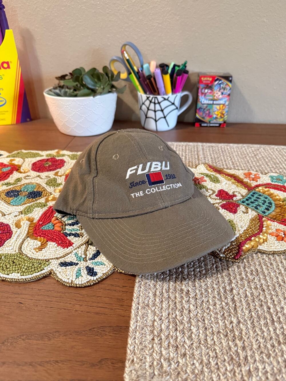 90s Fubu Vintage Olive Green Dad Baseball Rap Strapback Hat Southpole Phat Farm